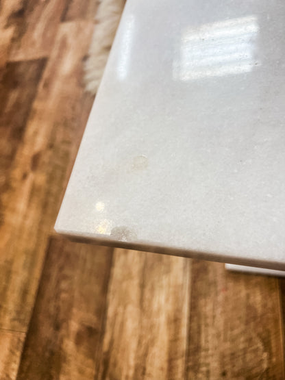 Alabastor Pedestal Side Table with Brass Detail