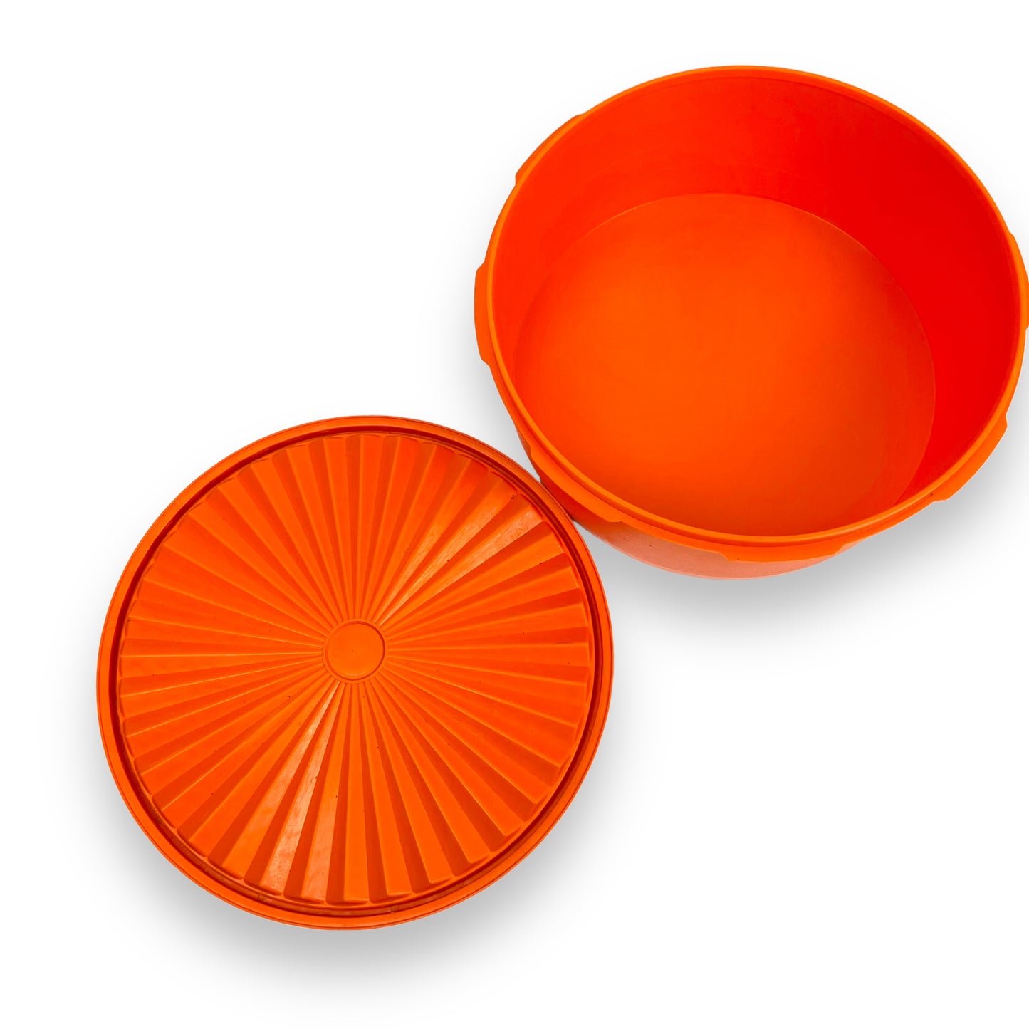 Round Orange Tupperware Storage Container
