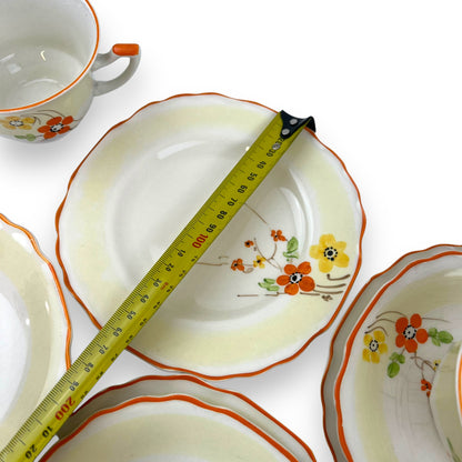 Hand painted flower tea cup set - made in England