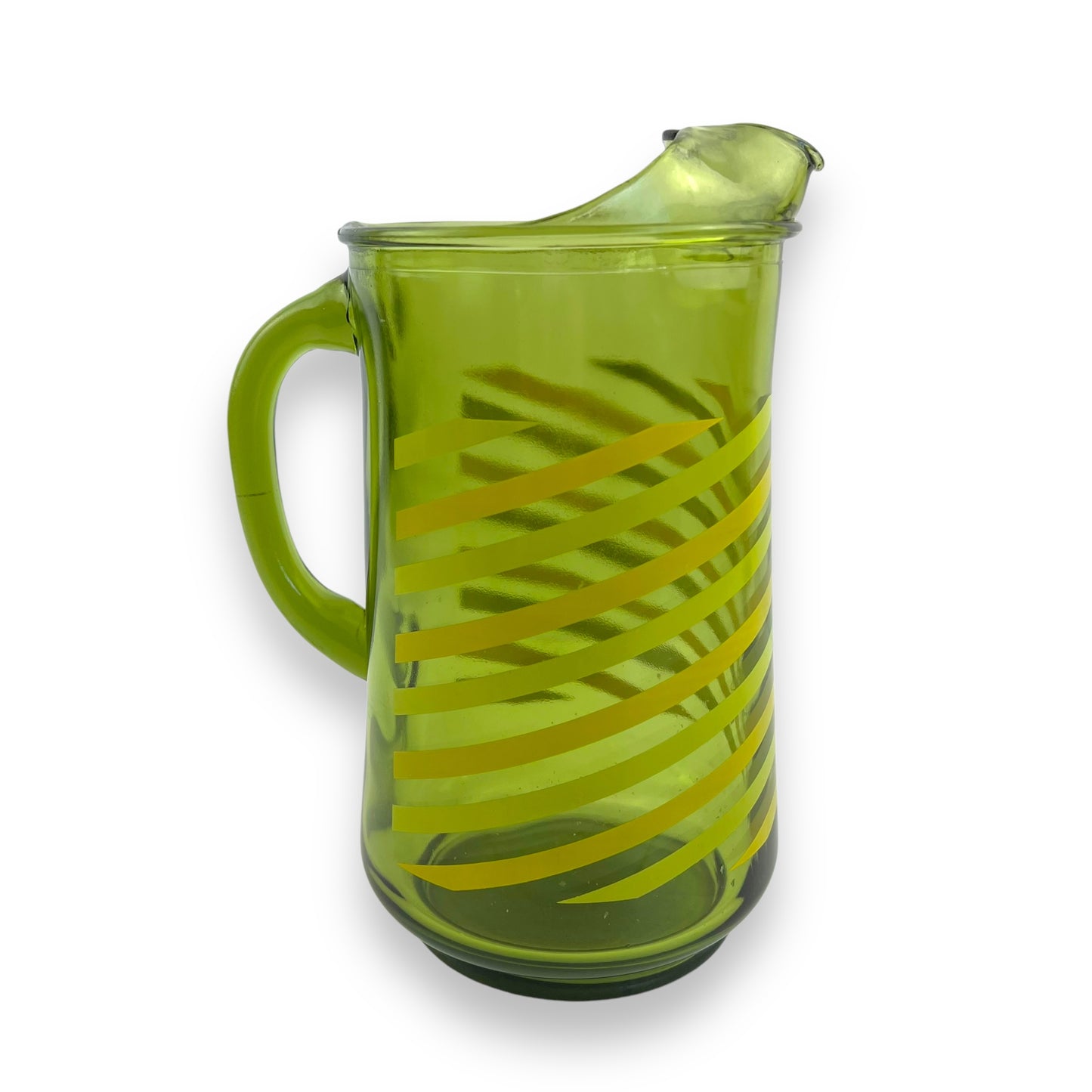 Green Glass Striped Jug