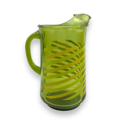 Green Glass Striped Jug
