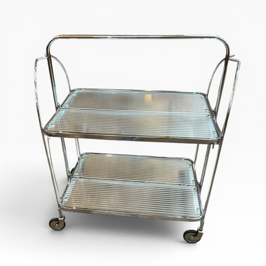 Chrome Folding Bar Cart / Trolley