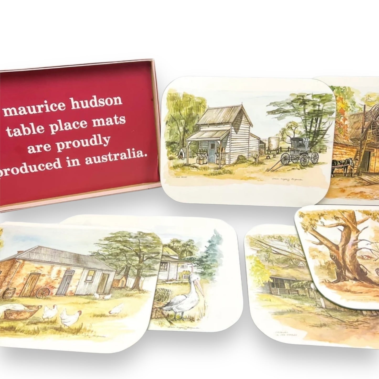 Maurice Hudson Australian Outback themed placemat set of 6 in box