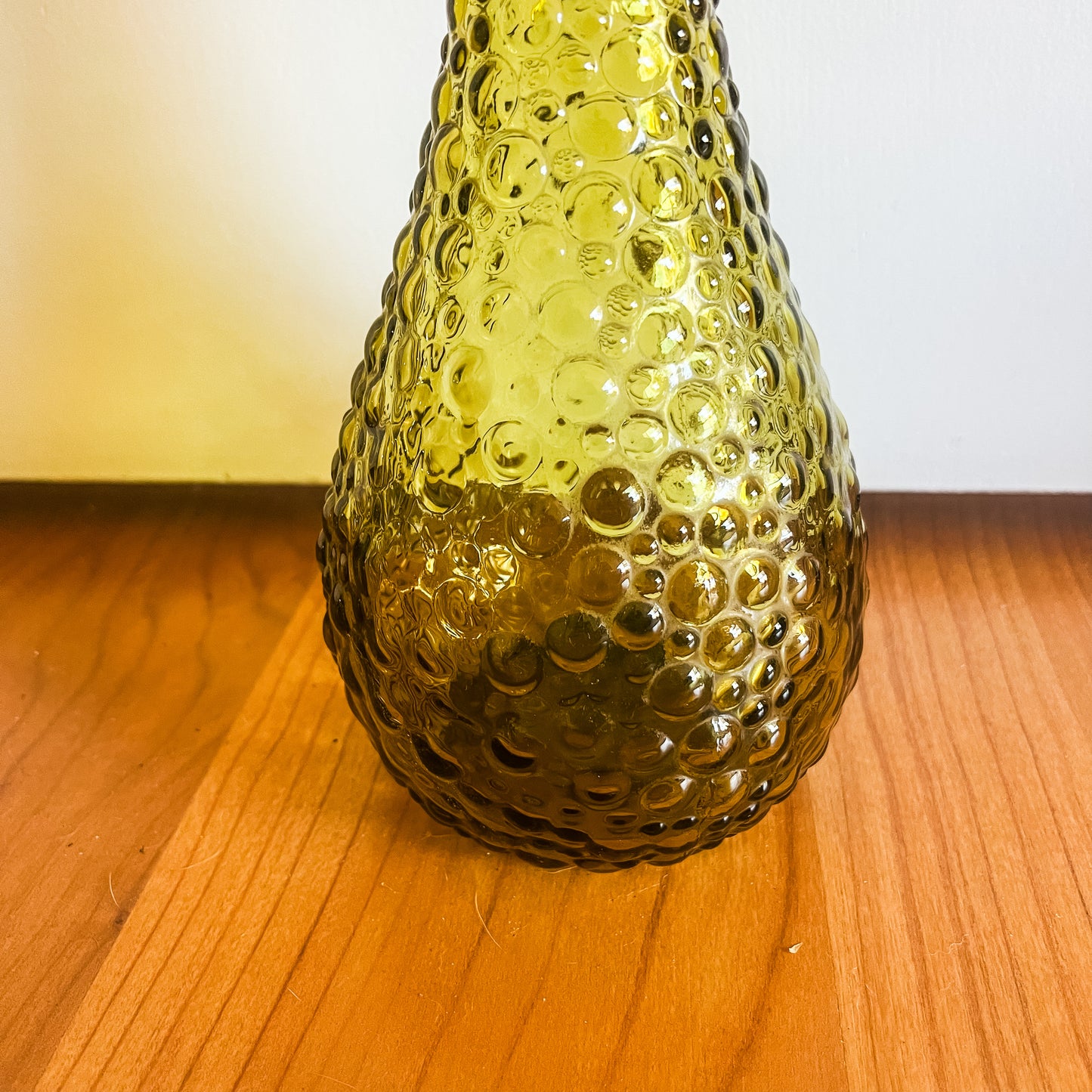Olive Green Hobnail Genie Bottle