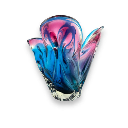 Pink & Blue Art Glass Large Vase