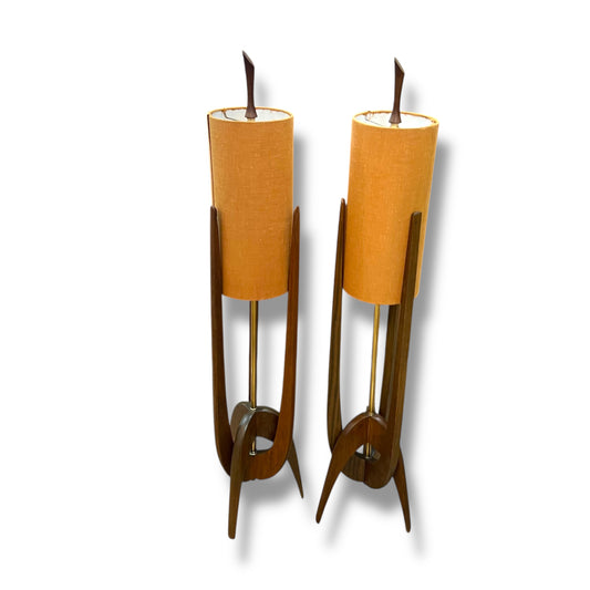 Pair of Mid-Century Rocket Lamps by Adrian Pearsall for Modeline of California