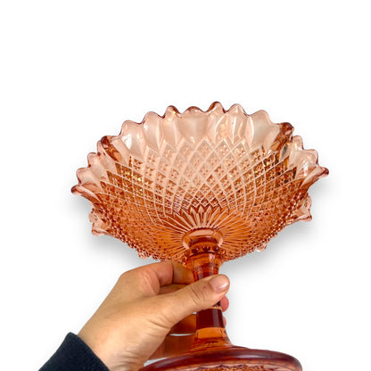 Pink Art Glass Comport Table stand Bowl
