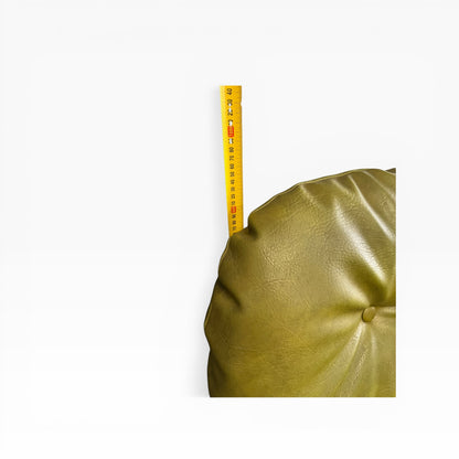 Olive Green Vinyl Lounge Armchair with Timber Sleigh Base