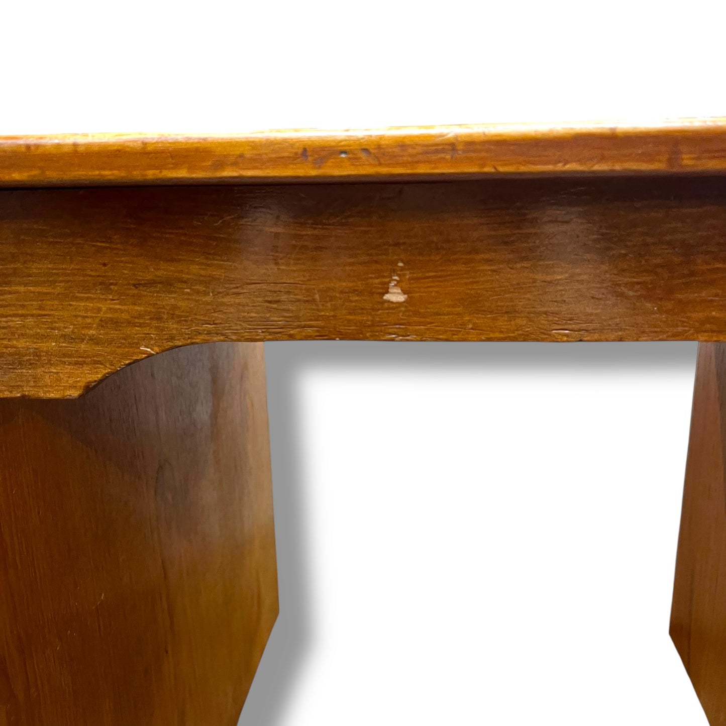 Mid-Century 8-Drawer Wooden Office Desk with Sculpted Handles