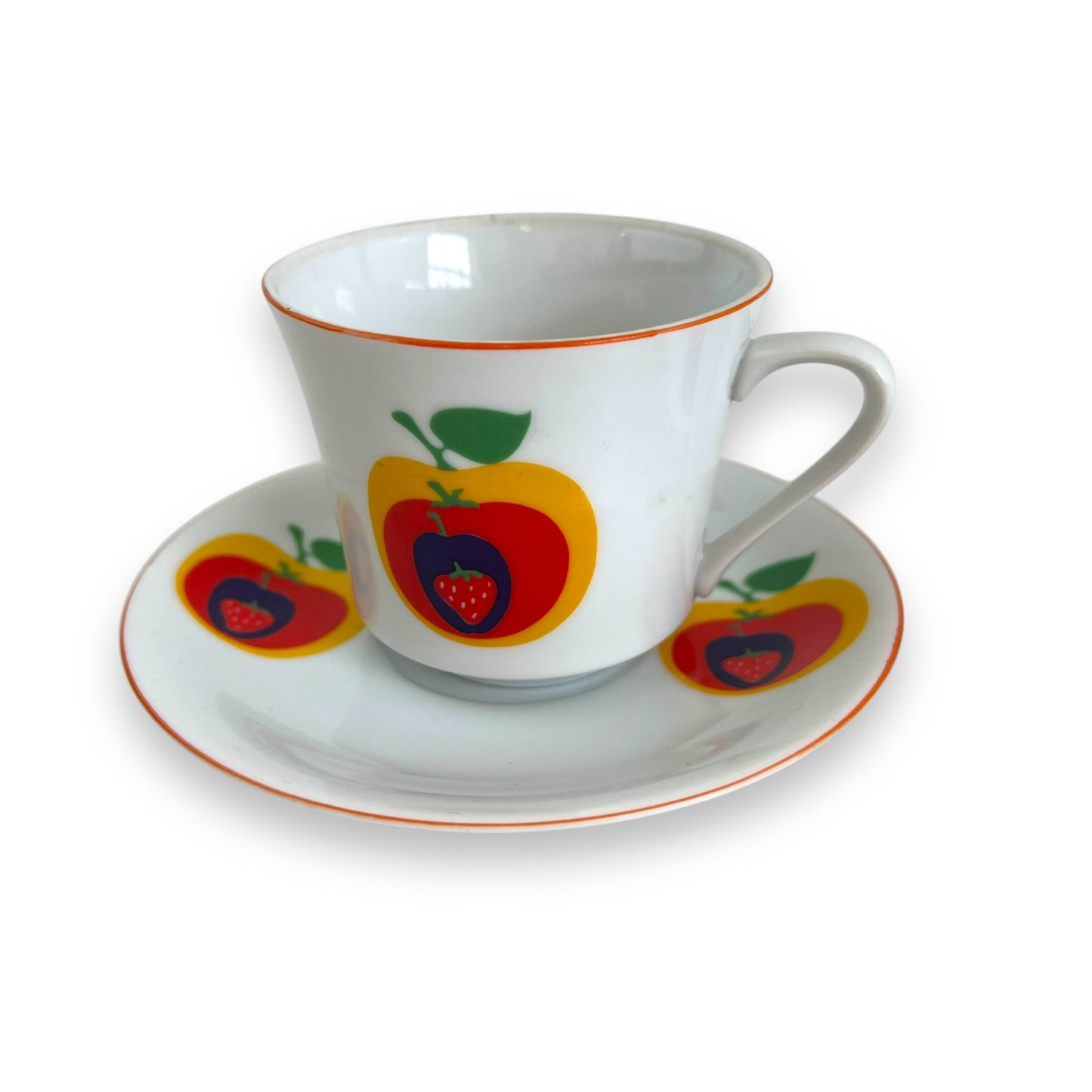 Strawberry & Apple design teacup set of 2