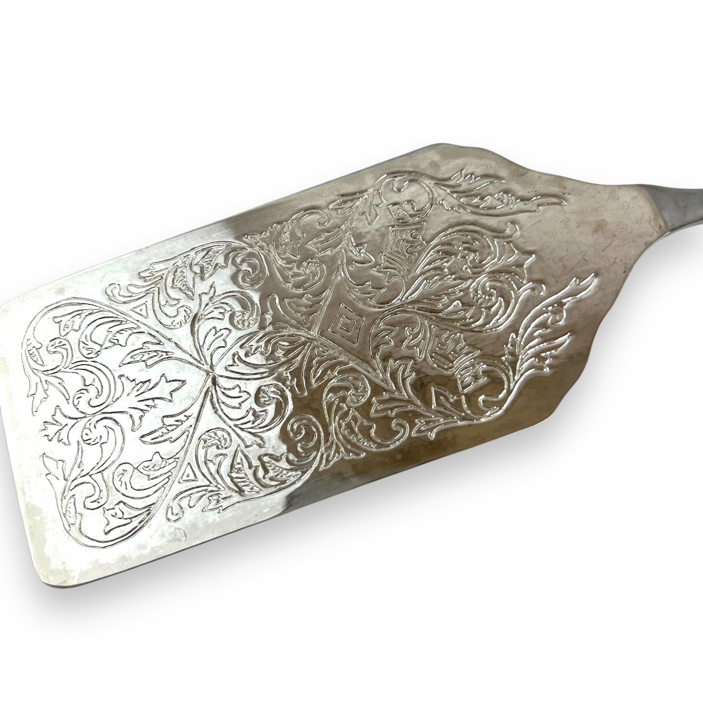 Silver ornate rectangle shape pie / flat spatula serving utensil