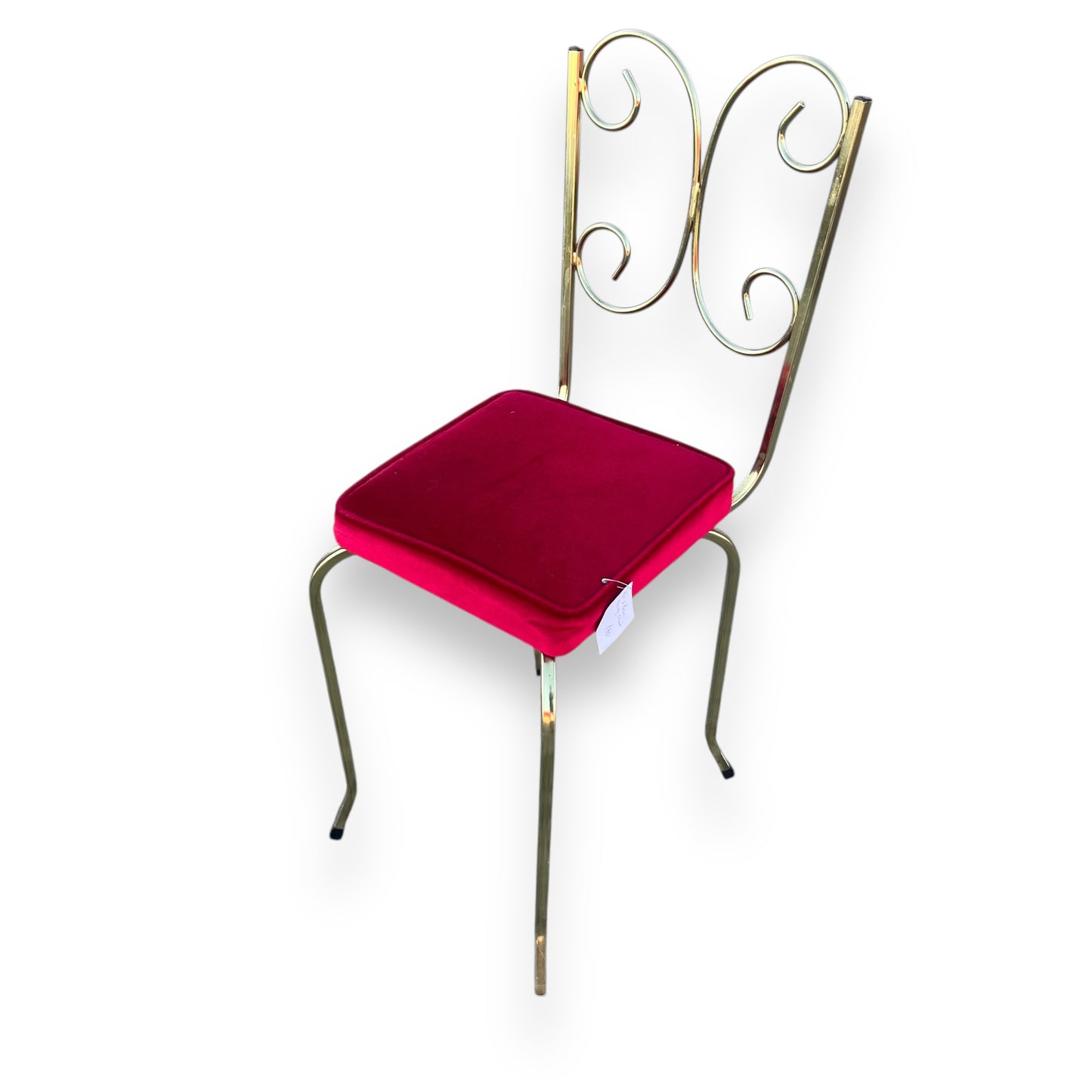 Hollywood Regency Gold & Red Velvet Chair