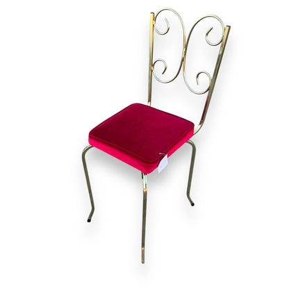 Hollywood Regency Gold & Red Velvet Chair