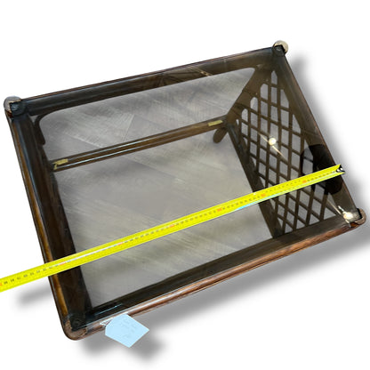 Brown Cane & Smoked Glass Side Table