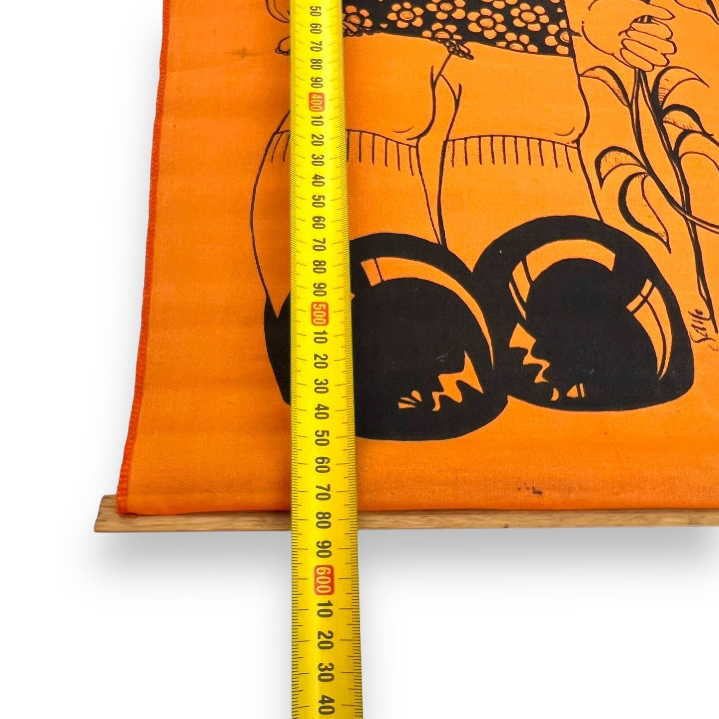 “Tohhar” Orange Fabric Wall Hanging of Girl with flowers - Printed in Australia