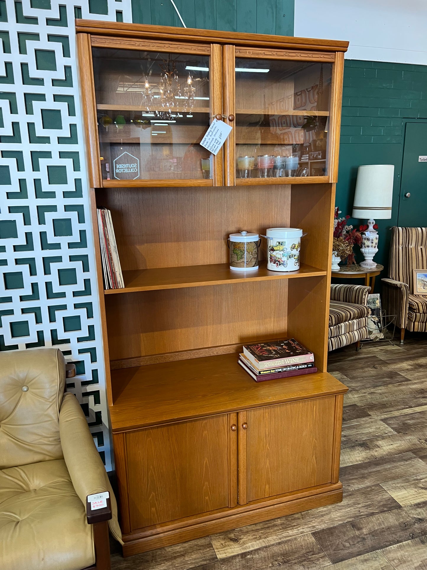 Noblett Australian-Made Teak Display Cabinet / Bookcase with Glass Doors