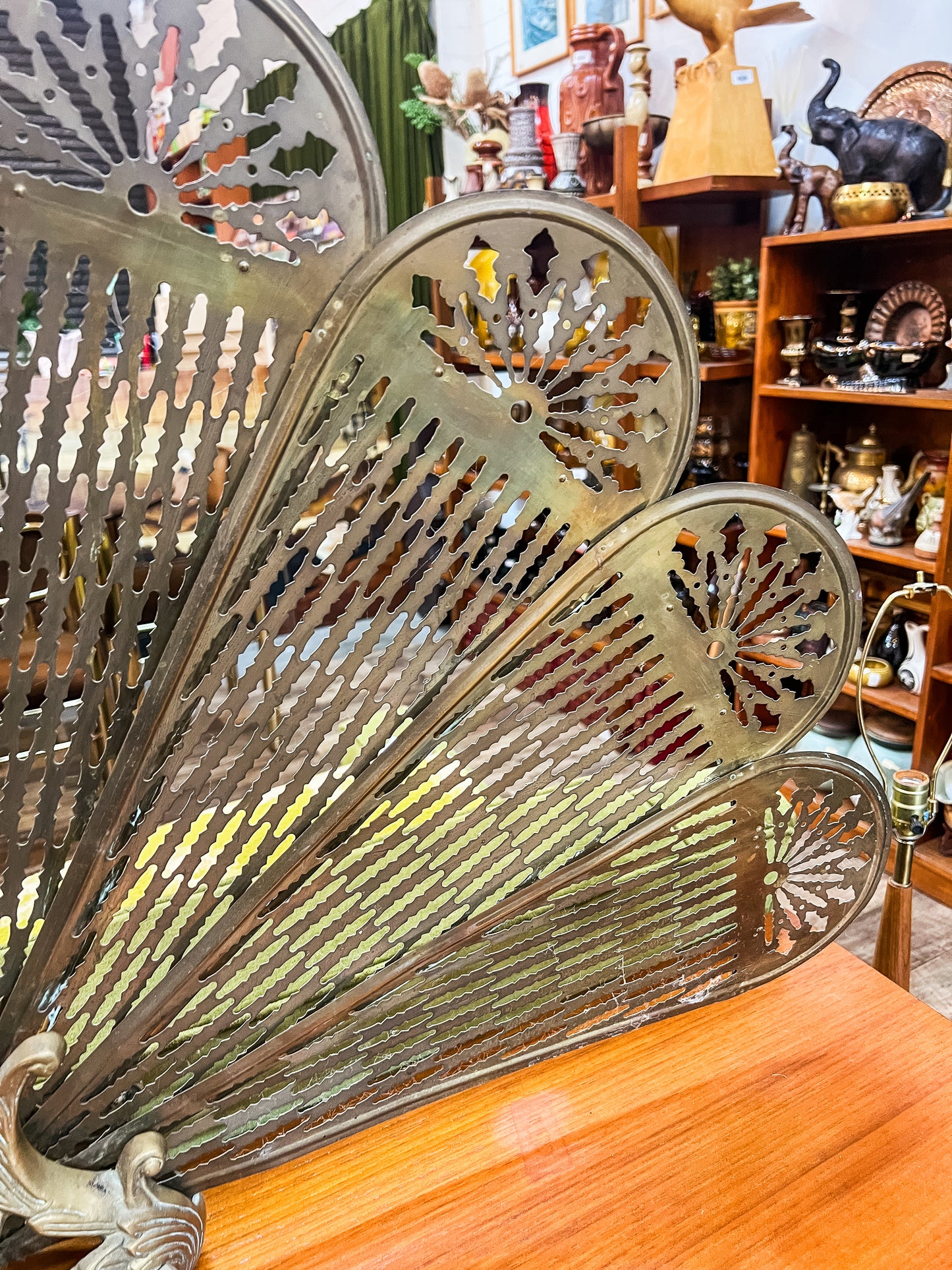 Brass Peacock Fire Screen