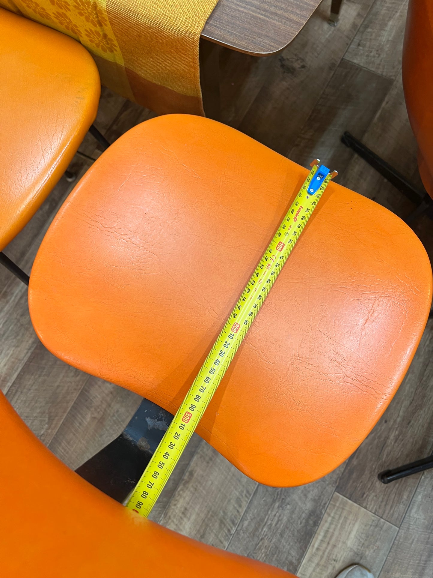 Orange Vinyl Bar Stools – Set of 3
