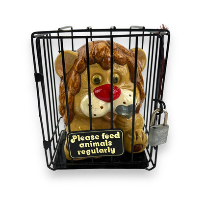 Lion in Cage Coin Ceramic Money Bank