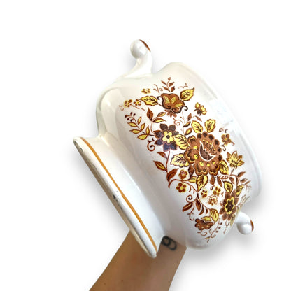 Floral Oval Soup Tureen with Lid and Spoon