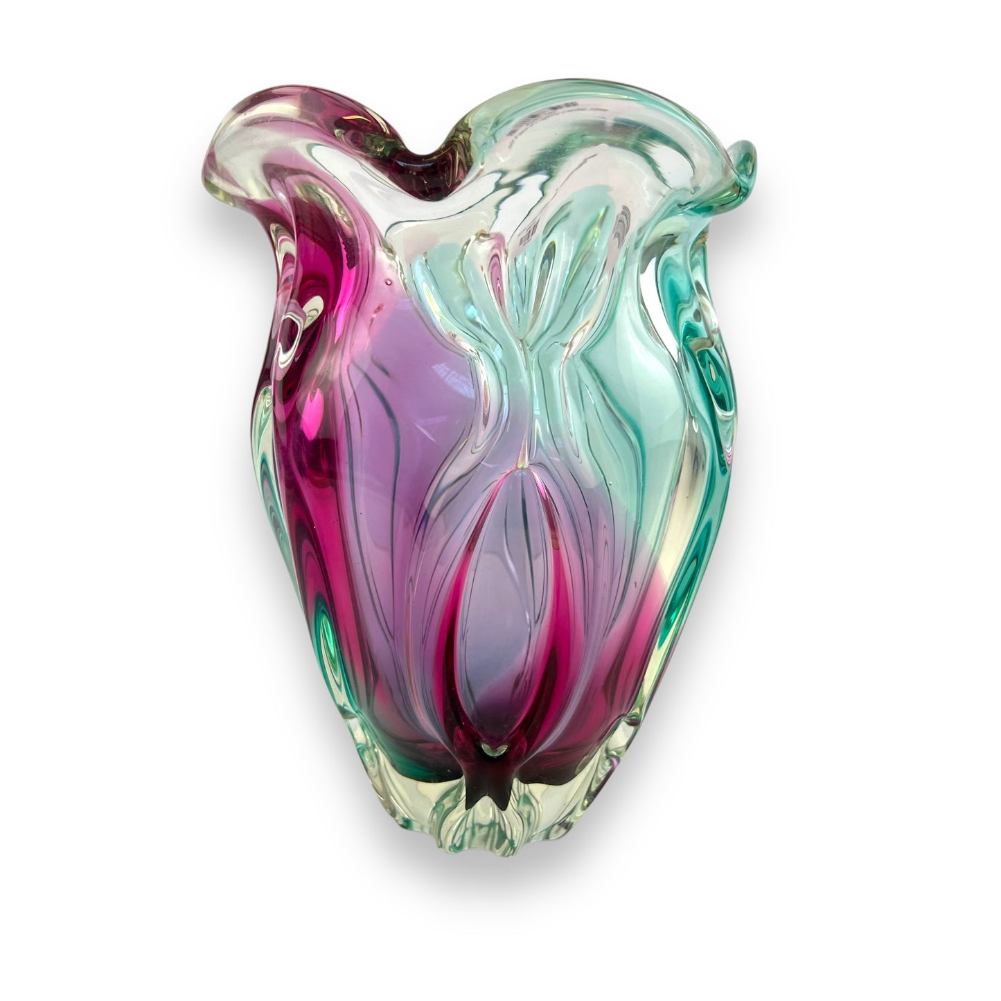 Pink & Blue Art Glass Large Vase
