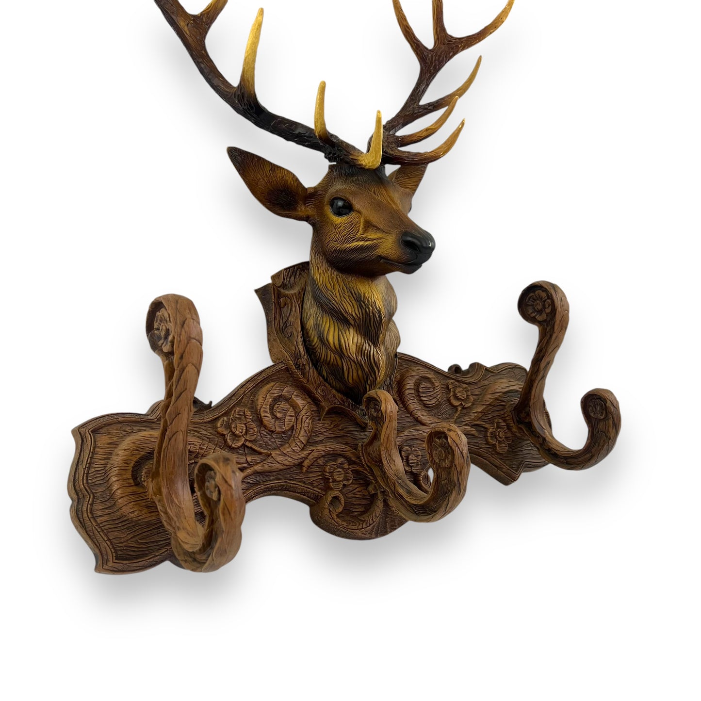 Fisher France Plastic Elk Stag Deer Head Coat Rack - Faux Antler Wall Hanging