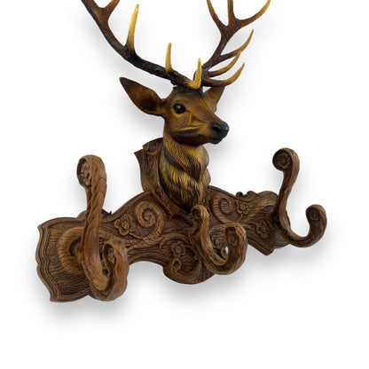 Fisher France Plastic Elk Stag Deer Head Coat Rack - Faux Antler Wall Hanging