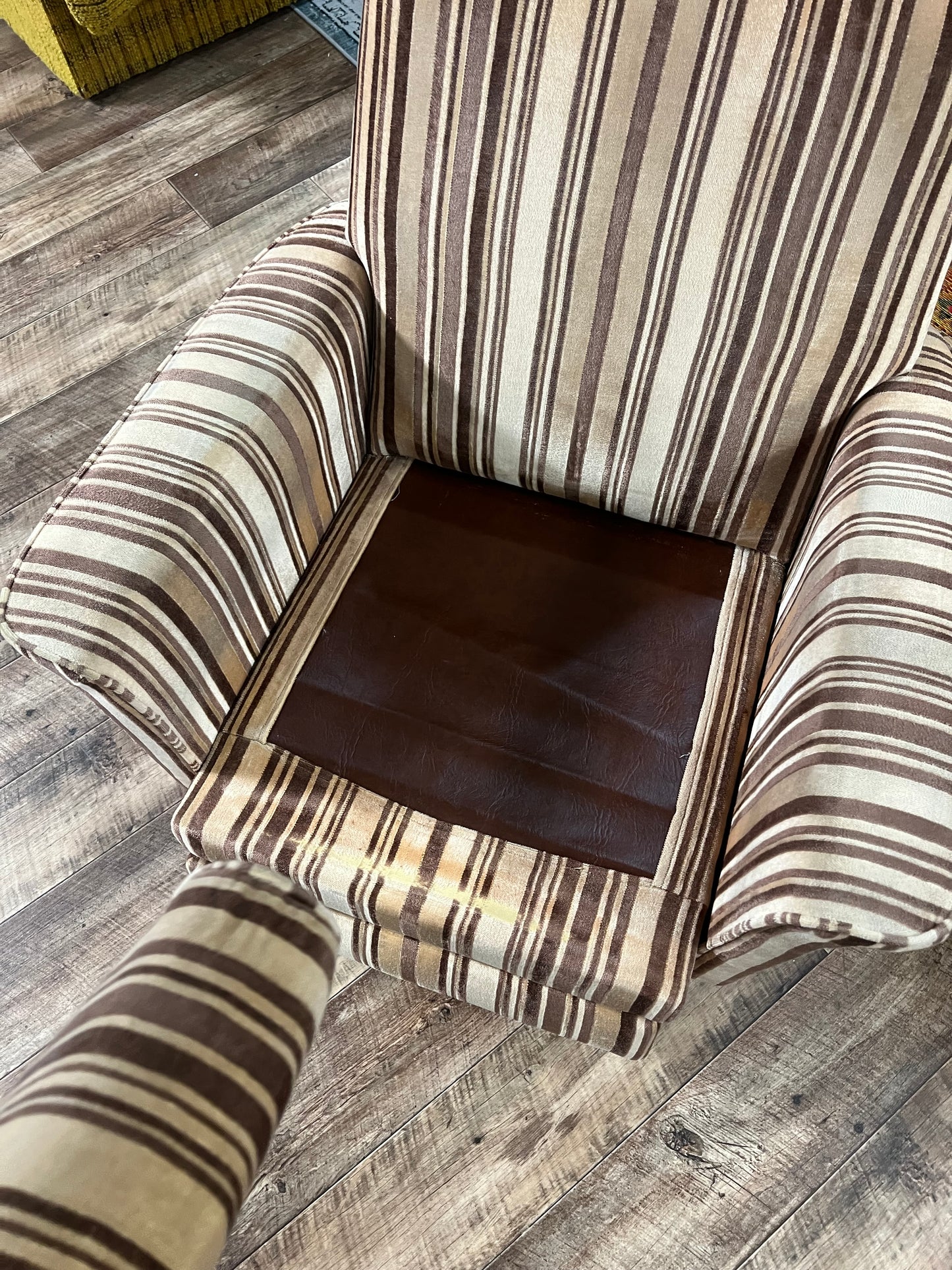 Striped Recliner Armchair with Footrest