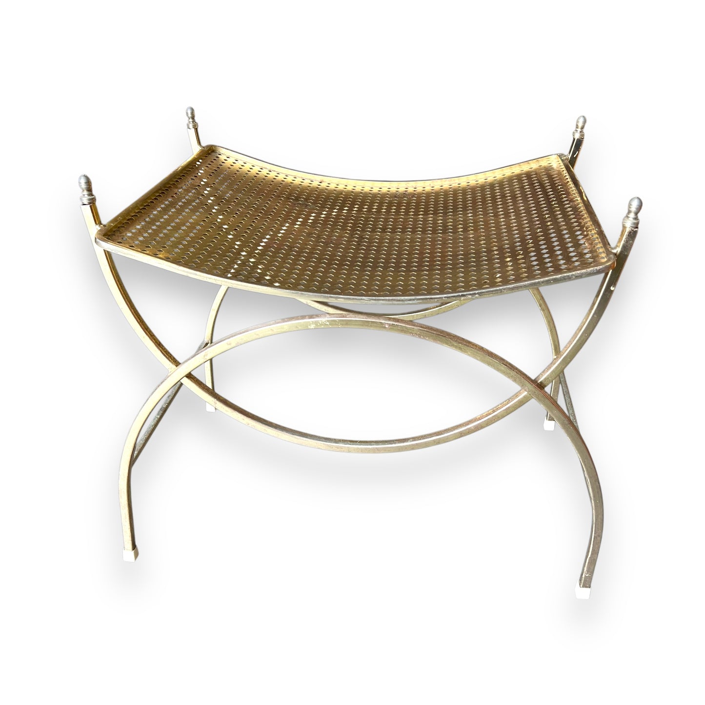 Hollywood Regency Vanity Stool – Mid Century Modern Metal Bench