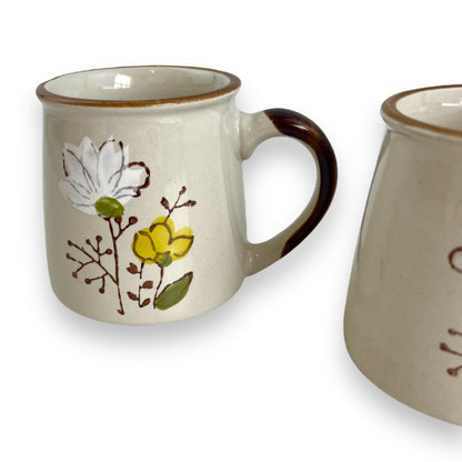 White & Yellow Flower Mug Set of 2