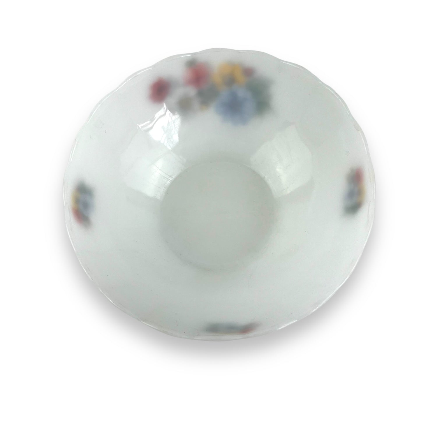 Arcopal France Multicolour flower white glass bowl