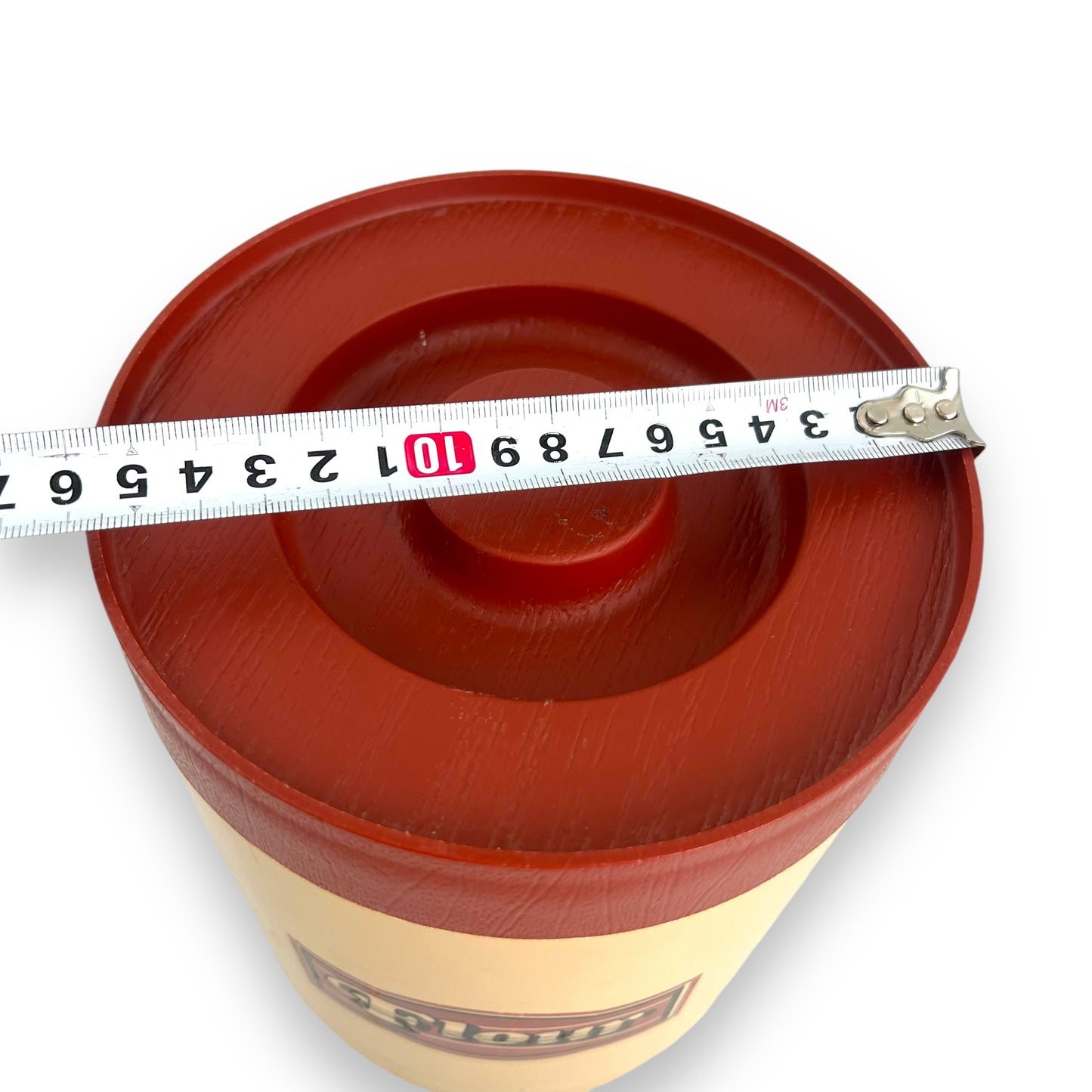 Beige & Maroon “Flour” Plastic Canister by Willow Australia