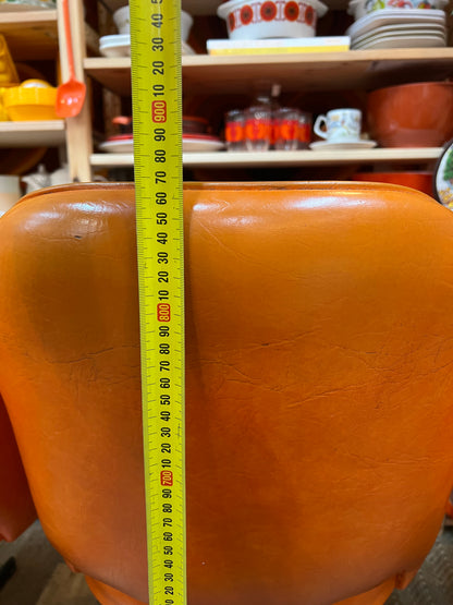 Set of 4 Retro Orange Swivel Dining Chairs
