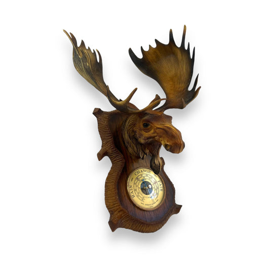 Norwegian Moose Barometer | Scandinavian Mid-Century Wall Weather Station | 1970s