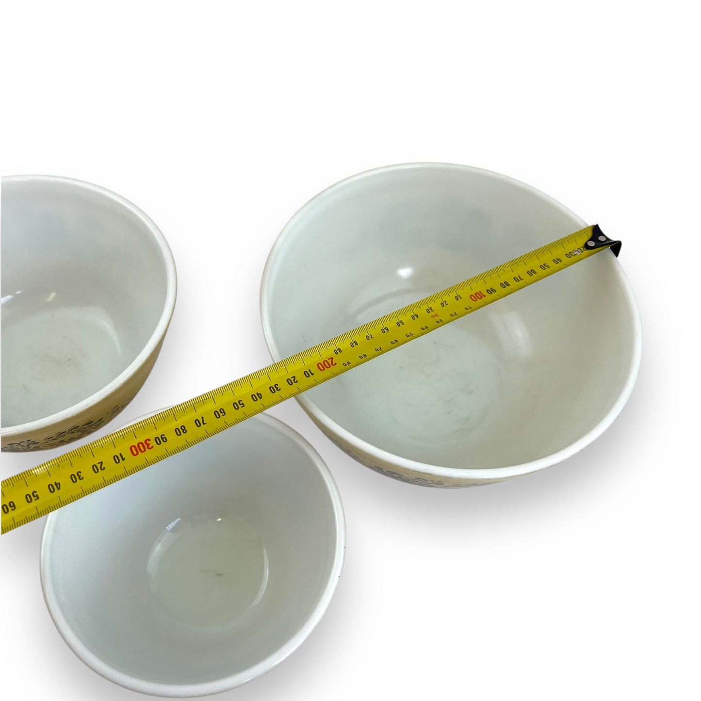 Pyrex Blue Homestead 3-Piece Mixing Bowl Set – Country Farmhouse Blue & Beige