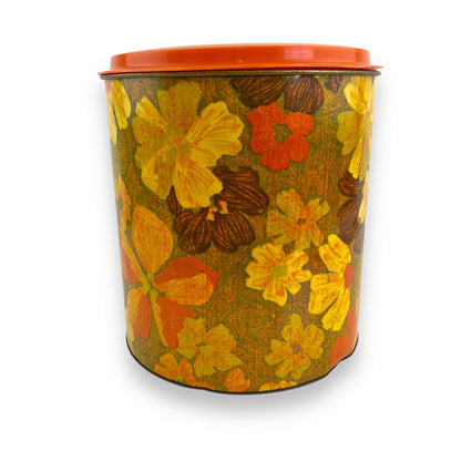 Willow Australia Yellow and Orange large flower tin with orange plastic lid