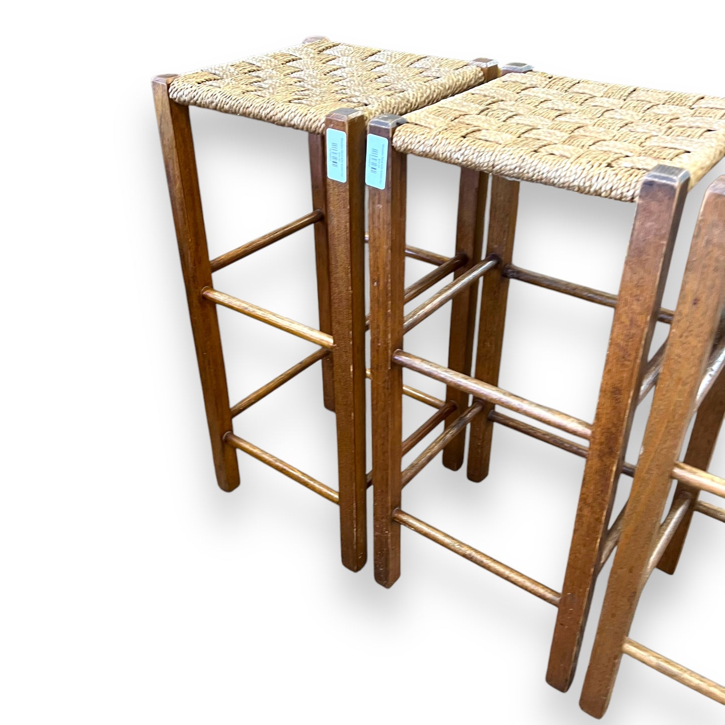 Wooden Stool with woven top