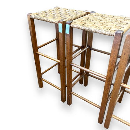 Wooden Stool with woven top
