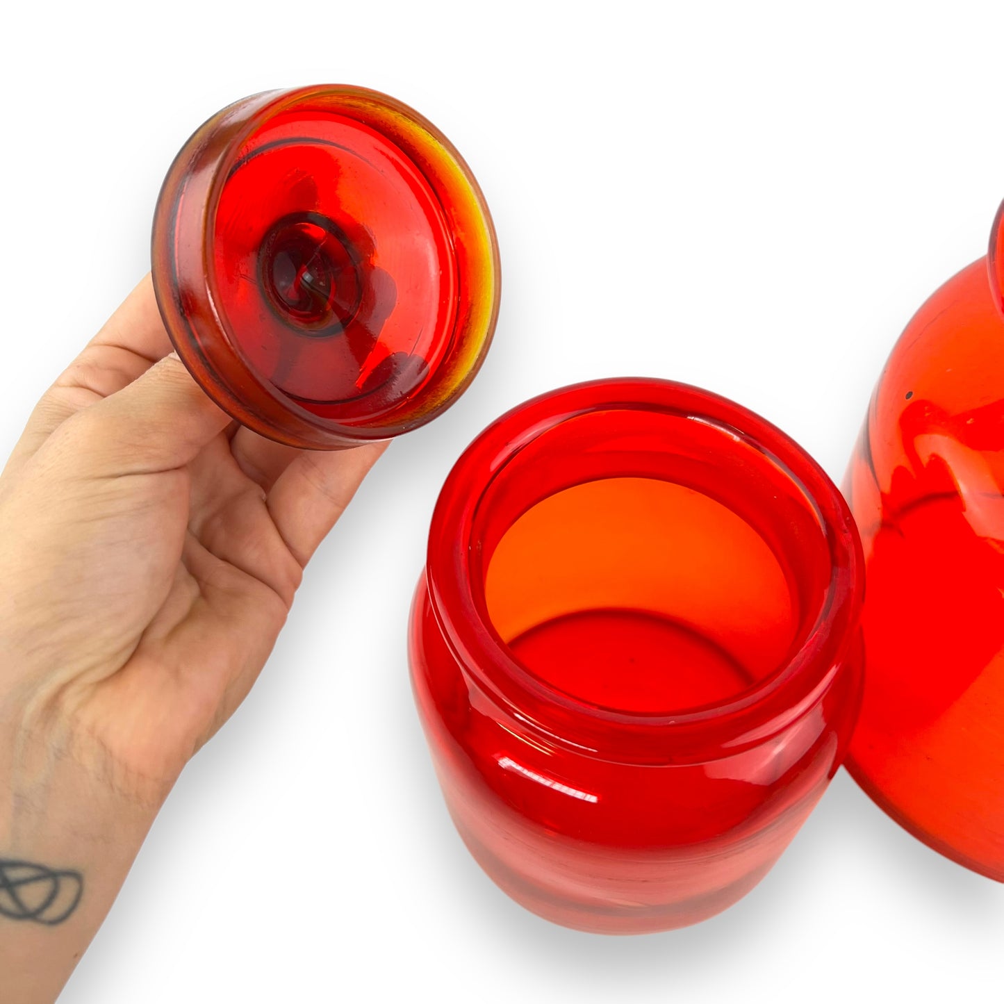 Takahashi Apothecary Jar Set of 2 – Red Glass – Made in Japan