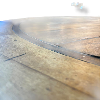 Round Parquetry Dining Table with Carved Scroll Base