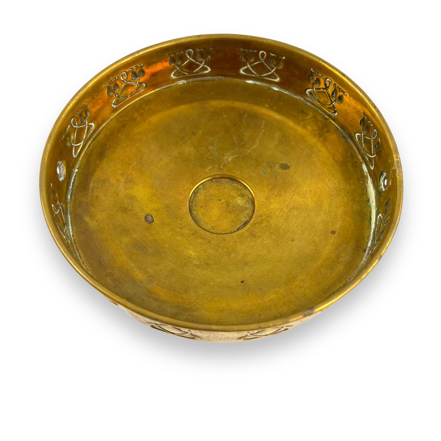 Art Nouveau Brass Pedestal Fruit Bowl