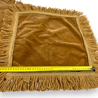 Brown fringed pillow case set of 2