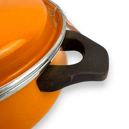 Orange Flower Enamel Large Cooking Pot with Lid