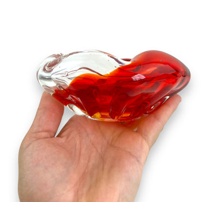Red & Clear Art Glass Bowl / Ashtray
