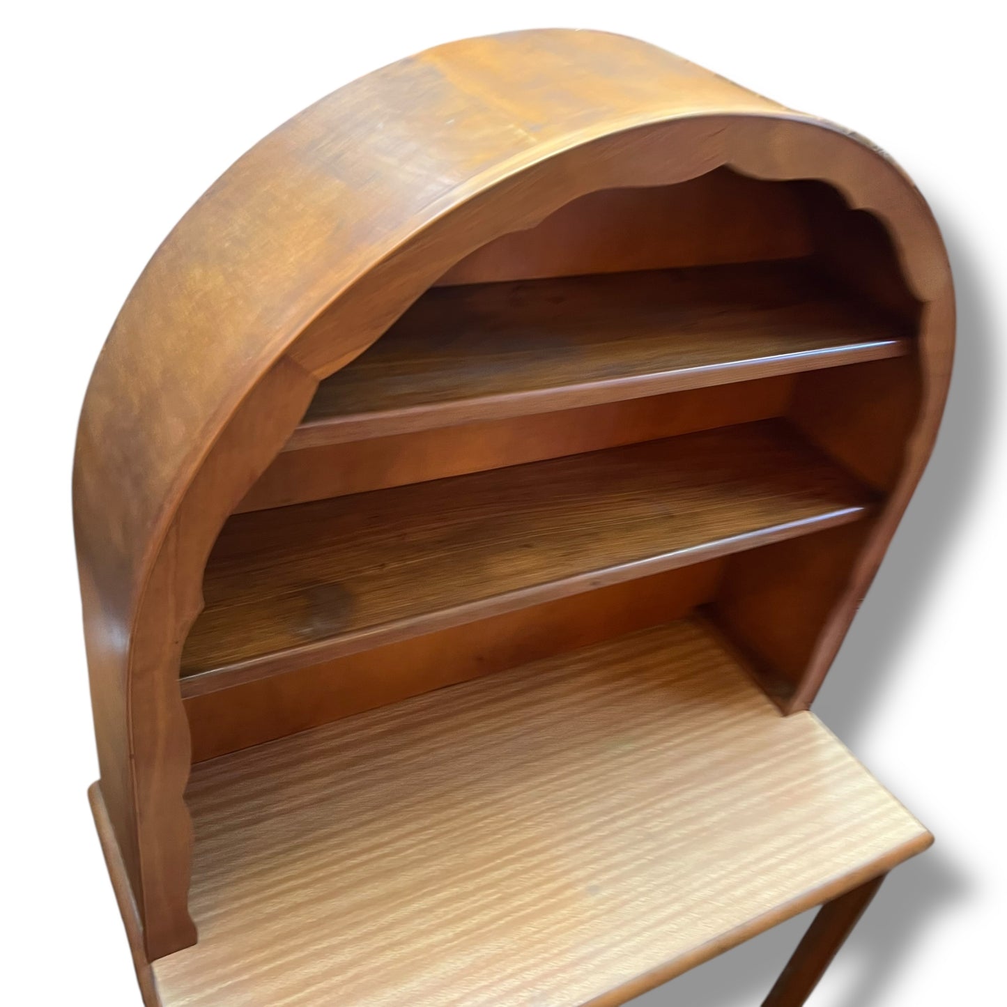 Hutch Display Cabinet with Glass Sliding Doors & Arched Top