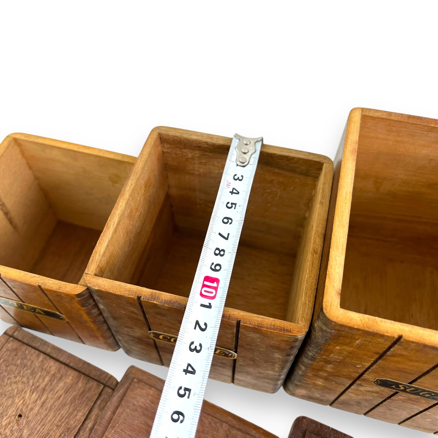 Wooden Kitchen Canister Set - Flour, Sugar, Coffee & Tea