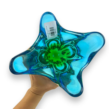 Blue and Green Art Glass handkerchief vase