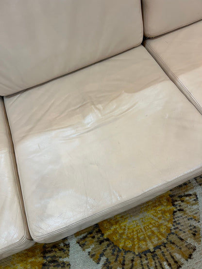 Mid-Century Modern Timber & Leather Three-Seater Lounge
