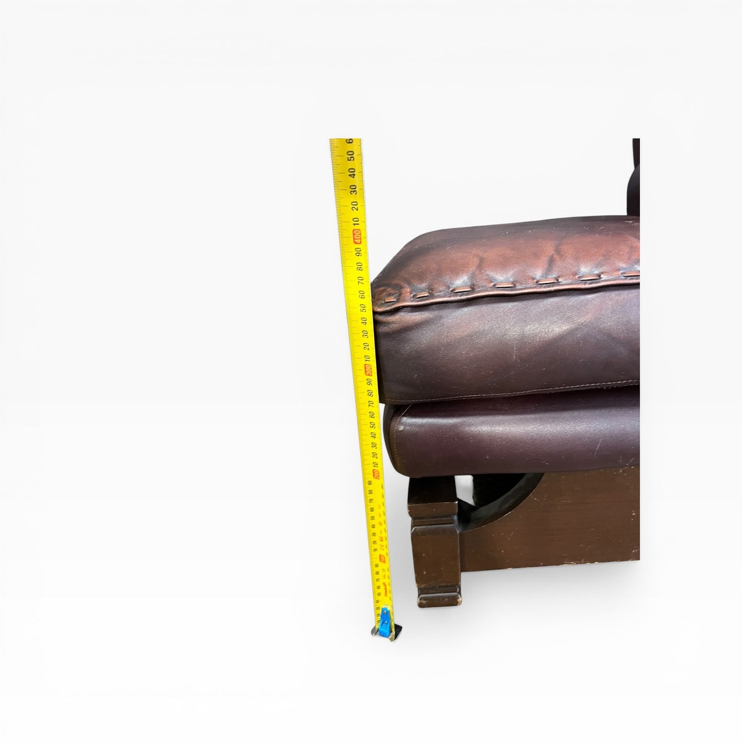 Moran Brown Leather Armchair with footrest