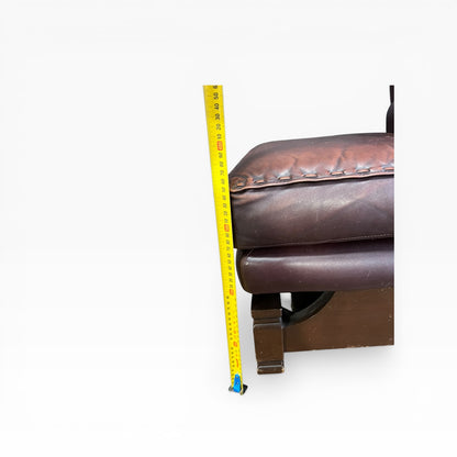 Moran Brown Leather Armchair with footrest